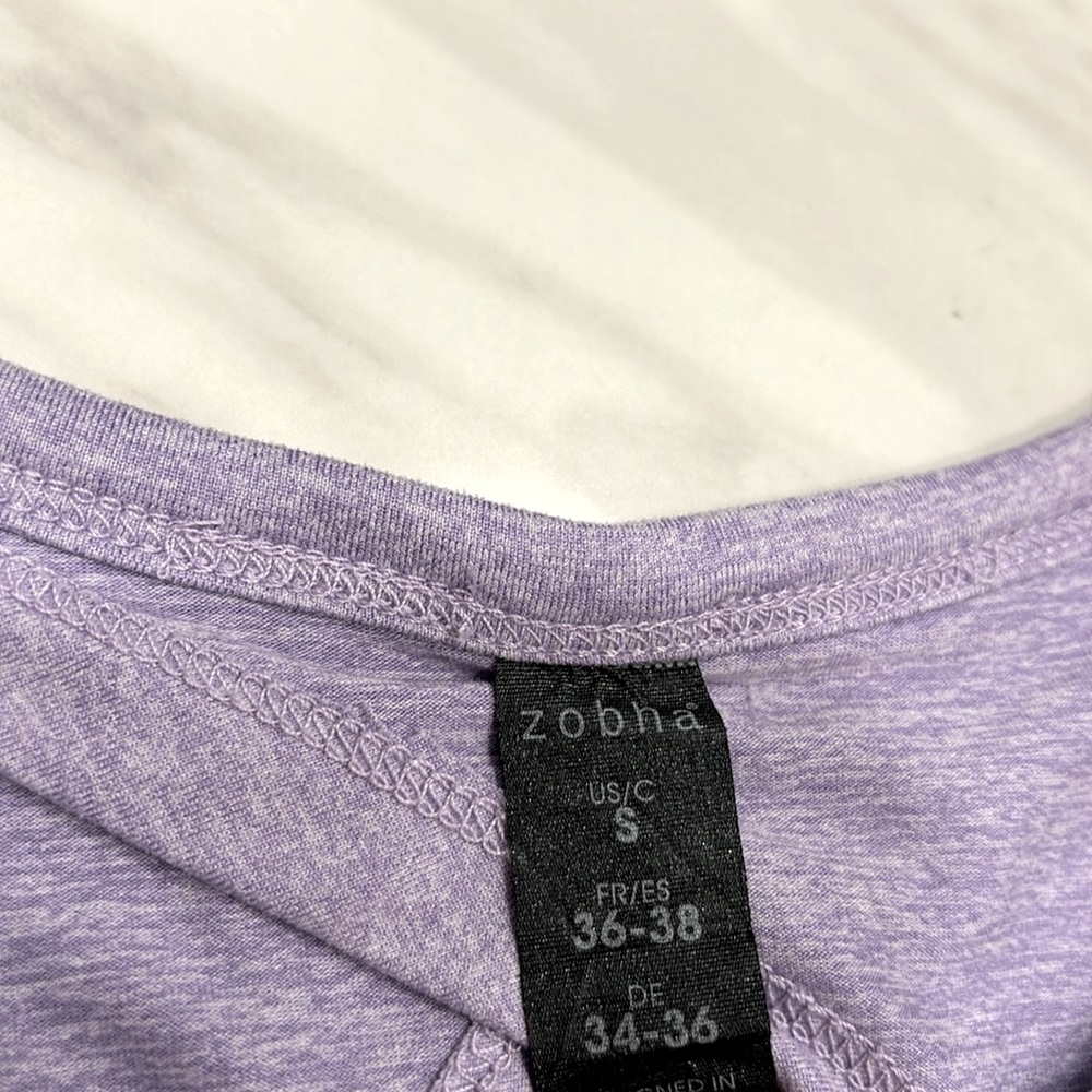 Zobha lavender purple heather crop tank with cutout back - Picture 4 of 10